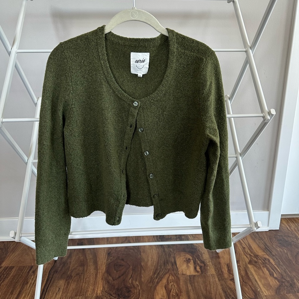 Aerie Forest Green Cardigan Sweater